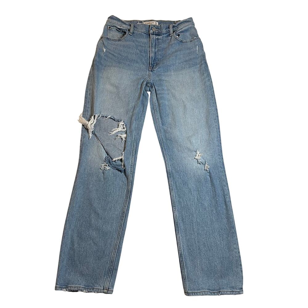 Abercrombie & Fitch The 90's Straight Ultra High Rise Jeans Size 28 Distressed